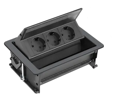 MCV 3E černé / Výklopné multimediální centrum, černé, 3-zásuvkové (jen 3 zásuvky)